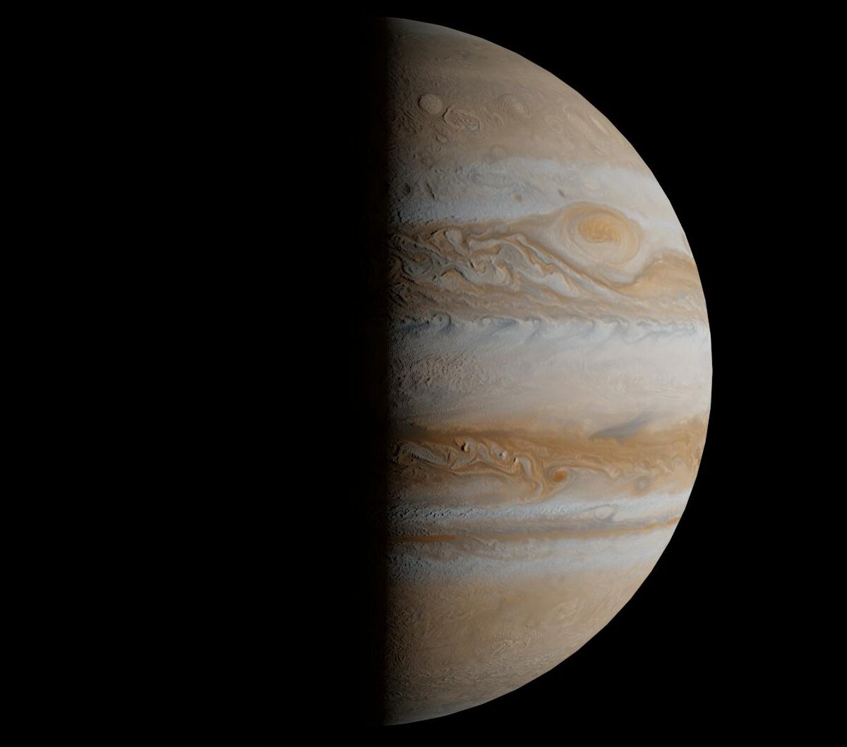 Para A Grande Mancha Vermelha de Júpiter, trata-se de uma colossal tempestade anticiclônica persistente na atmosfera do plane